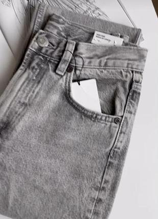 Джинси прямі довгі труби світло сірі zara straight fit high waist нова колекція zara 34