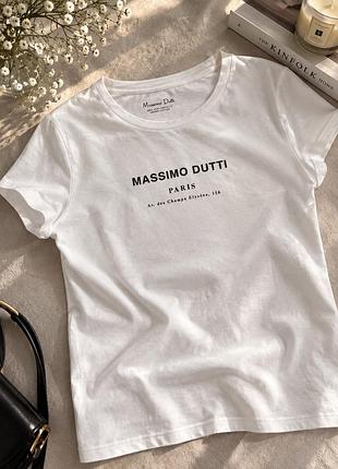 Жіноча футболка massimo dutti біла з написом