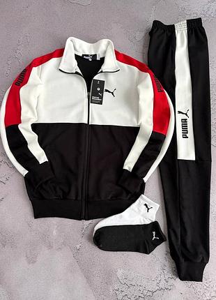 Новинка! спортивный костюм puma бело/черный пума костюм мужской весна- осень s / m / l / xl / xxl