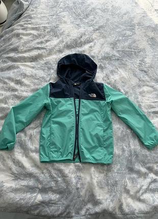 Вітровка дитяча the north face бірюзова з синім, розмір 5-6 років