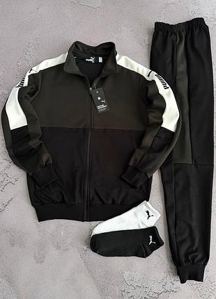 Новинка! черный/хаки мужской спортивный костюм puma на весне - осень s / m / l / xl / xxl