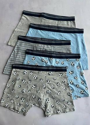 Трусики боксери на хлопчика однотонні/футбольні (набір 5 шт.) primark р.170 см (14-15 років)