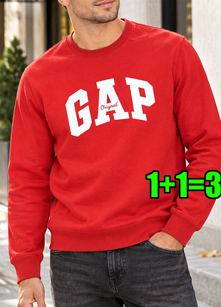 🤩1+1=3 фирменный мужской красный свитшот на флисе свитер gap оригинал, размер 48 - 50