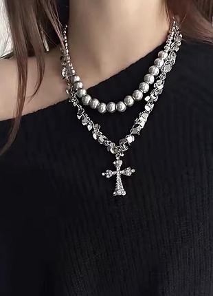Набор из 2 украшений ожерелье "silver glam" с декоративным крестом