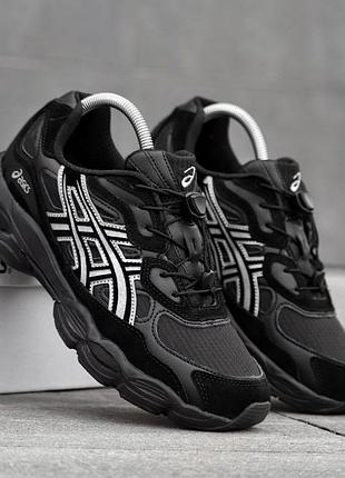 Мужские кроссовки asics gel nyc черные повседневные стильные термо кроссы кожа замша на зиму асимкс гель нюк