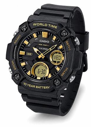Мужские часы casio aeq-120w-9a с комбинированным циферблатом и водозащитой 10 atm
