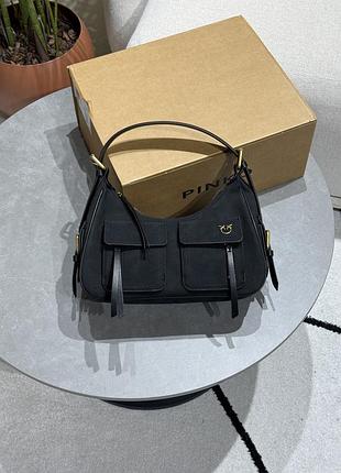 Сумка pinko suede cargo shoulder bag black/gold