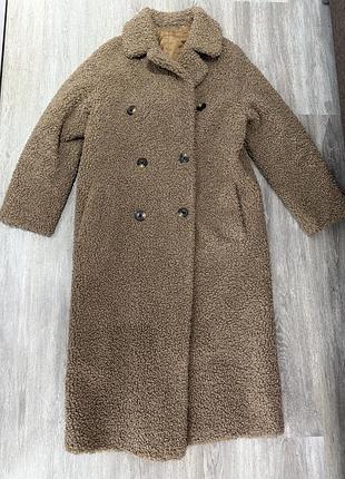 Жіноча шуба teddy coat коричнева з утеплювачем, розмір s (36)