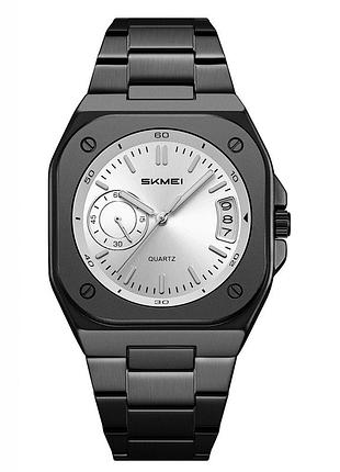Наручные часы skmei 2572bksi black-white в классическом стиле с металлическим браслетом