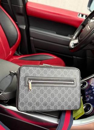 Крос-боді чоловіча gucci сіра з монограмою