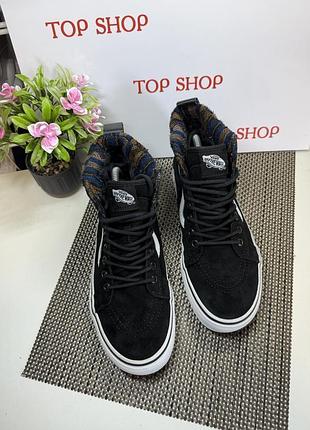 Оригинальные кожаные кеды высокие утепленные vans 2
