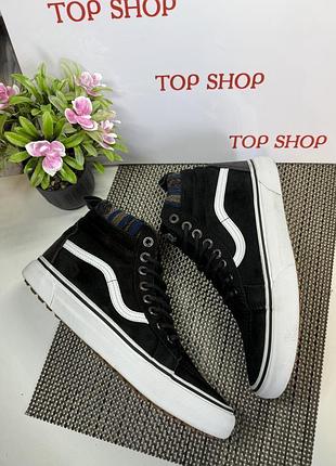 Оригинальные кожаные кеды высокие утепленные vans 3