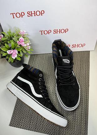 Оригинальные кожаные кеды высокие утепленные vans