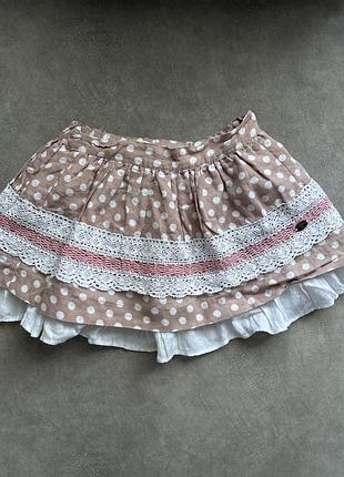 Спідниця для дівчинки dolce petit лляна у горох бежева