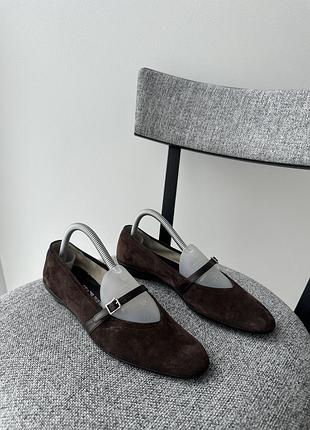 Жіночі замшеві туфлі лофери балетки мюллі salvatore ferragamo