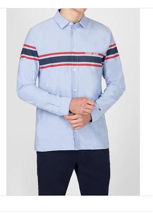 Сорочка чоловіча tommy hilfiger блакитна в смужку, розмір xs