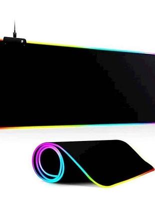 Килимок для мишки 900х400мм p3 c rgb чорний 18м тм t-wolf