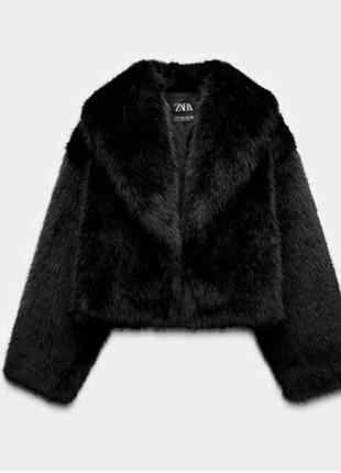 Жіноча шуба zara чорна коротка xs