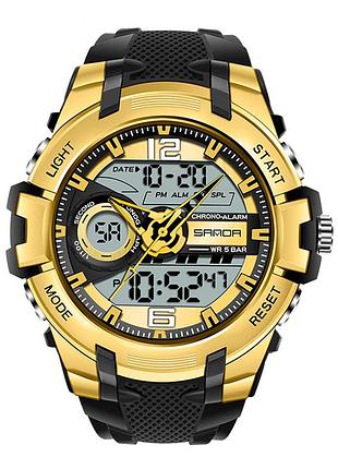 Мужские часы sanda 6015 black-gold