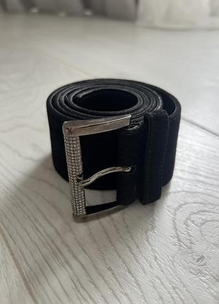 Ремінь жіночий prada чорний зі стразами