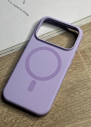 Силіконовий чохол на iphone 18 pro з magsafe, світлий фіолетовий матовий з м’якою підкладкою silicone case