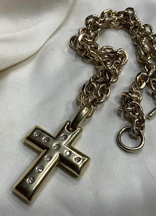 ⚜️✨✝️ массивное винтажное колье-цепоч с большим кулоном крест! ✝️✨⚜️