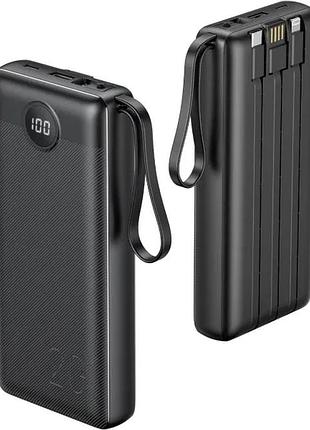 Павербанк vrurc t2047q 20000 mah зі вбудованими кабелями