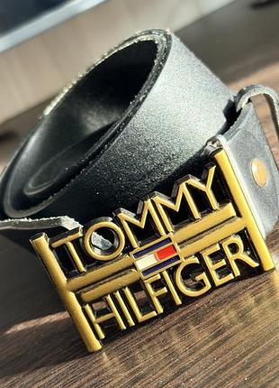 Ремінь чоловічий tommy hilfiger шкіряний чорний