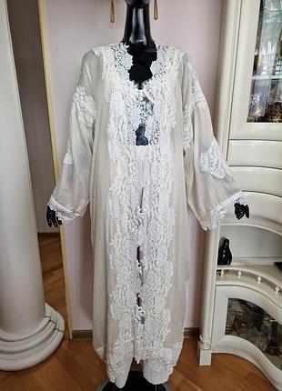 Кашемировое кимоно с кружевом (100% cashmere)