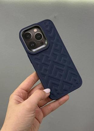 Премиальный чехол kajsa rhombus для iphone 15 pro,противоударный чехол-накладка для iphone 15 pro (синий)