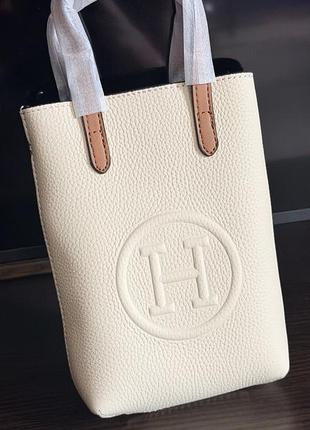 Сумка жіноча hermes біла шкіряна