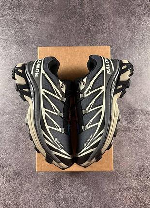 Salomon xt-6 gore-tex black grey серая подошва
