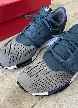 Кросівки чоловічі new balance 247 luxe сині/сірі, 44.5 розмір, шкіра/замша
