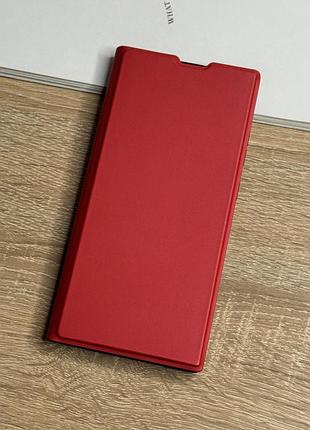 Кожаный чехол книжка на samsung galaxy s23 ultra красного цвета leather design