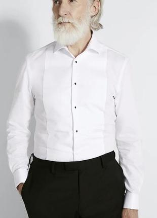 Чоловіча сорочка moss 1851 біла slim fit з французькими манжетами 42/16.5