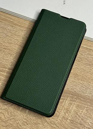 Шкіряний чохол книжка на samsung galaxy a25 темно-зеленого кольору leather design