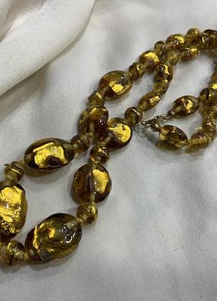 ✨🍯🌟 «солнечный мед &amp; сусальное золото»! роскошное винтажное ожерелье из венецианского / муранского стекла! 🌟🍯✨