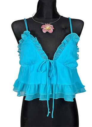 Короткий топ у складку з завʼязкою 2000s y2k babydoll