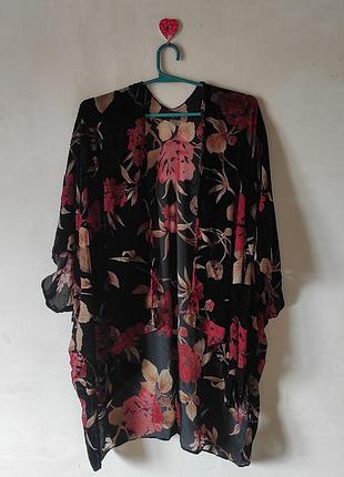 Пляжная туника накидка / бархатный кардиган кимоно sabryna, размер l-xxl / 48-54