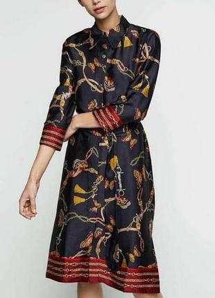Красивое платье-миди с ярким принтом zara
