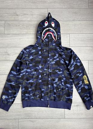 Соуп худи от известного японского бренда уличной одежды бейп a bathing ape bape color camo shark full zip hoodie size xl хл размер кофта оригинал