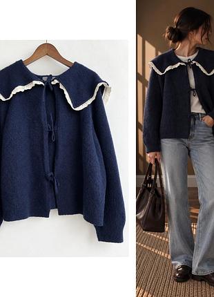 Кардиган жіночий primark з великим мереживним коміром navy