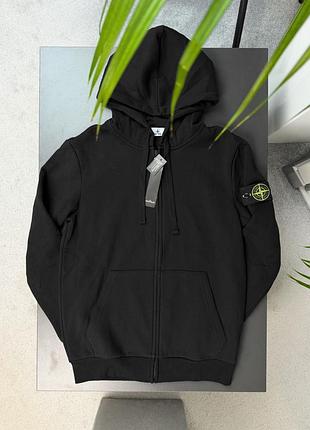 Чоловіче худі stone island на блискавці, чорне