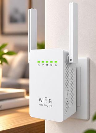Wi-fi ретранслятор wr02e 300 мбіт/с з 2 антенами / підсилювач wi-fi сигналу 802.11n