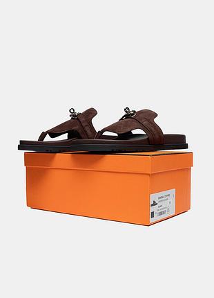 Hermès empire suede slippers brown 40