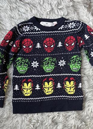 Дитячий святковий светр h&m з героями marvel
