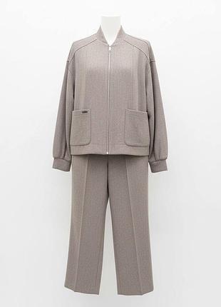 Жіночий кашеміровий костюм ялинка бомбер широкі брюки l xl