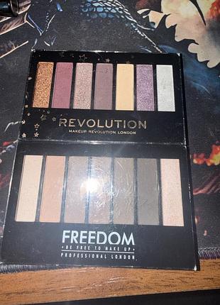 Набір палеток тіней makeup revolution та freedom london, 14 відтінків