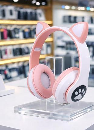 Етские беспроводные bluetooth-наушники stn-28 pro с кошачьими ушками и подсветкой розовый