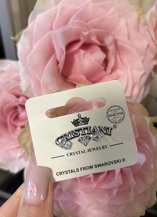 Сережки для жінок cristiani з кристалами swarovski, сріблясті